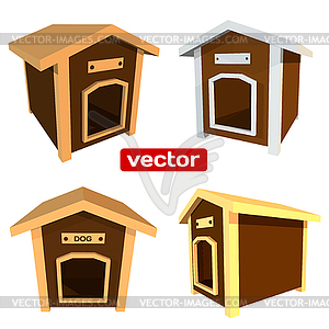 Icons wooden dog house . 3d - vector image