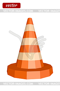 Yellow traffic cone . Icon warning - royalty-free vector image