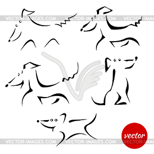 Set of cheerful dogs . illu - vector image