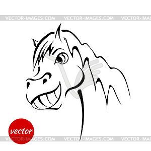 Sketch face friendly horses  - vector image