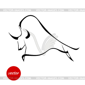 Silhouette of black bull. illustr - vector clipart