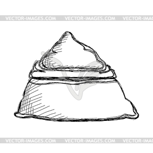 Hand-drawing pencil bag of flour. Vektoril - vector image