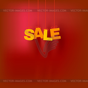 Red background with sales - vector image