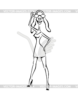 Dog girl on high heels with long legs and glasses - vector clipart