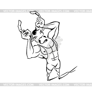 Cartoon Bull athlete with body of man ba - royalty-free vector clipart