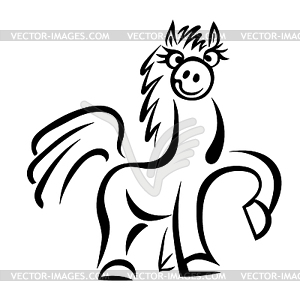 Cartoon horse jumping . ill - vector image