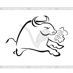 Angry bull with steam of his nostrils ba - vector clipart