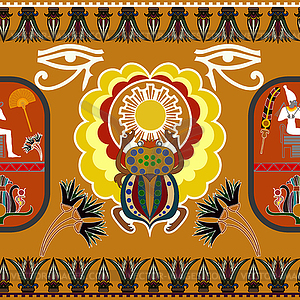 Seamless ethnic pattern with figure of Pharaoh, - vector clipart