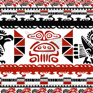 Black and red seamless pattern with Birds - vector clipart / vector image