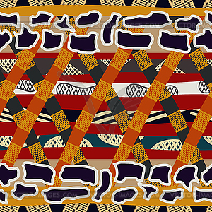 Abstract ethnic African pattern with cross elements - vector clip art