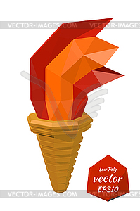 Torch. Low poly style - color vector clipart