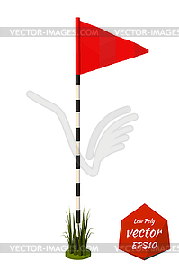 Red flag in hole. Golf. . low po - vector clipart
