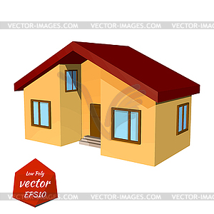 Small yellow house. Low Poly style. i - vector clip art