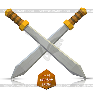 Два низкополигональная мечи. - изображение векторного клипарта