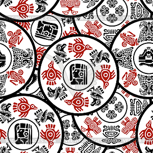 Seamless pattern with round elements. Azteca - vector clipart