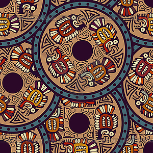 Aztec seamless pattern with fish. Indian national - vector clipart