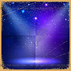 Blue vintage retro background with stars and rays o - vector clipart