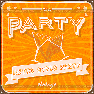 Vintage Retro party invitation - color vector clipart