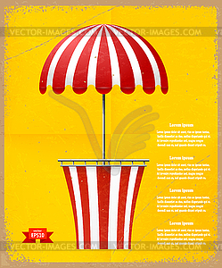 Round Striped tent on yellow background vintage. - vector clip art