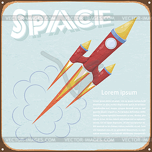 Vintage card with missile - vector clipart