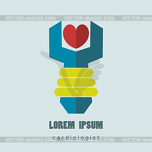 Flat logo cardiologist. Medical and health care. - vector clip art