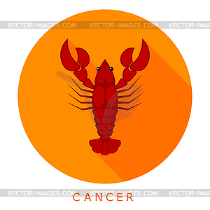 Red cancer on an orange background. Sleek style. - vector clipart