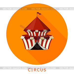 Flat simple icon circus on red circle. It is easy t - color vector clipart