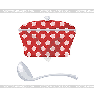 Red Cartoon cooking pan. illustrati - royalty-free vector clipart