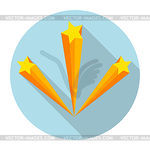 Modern flat icon fireworks with long shadow effect - vector image