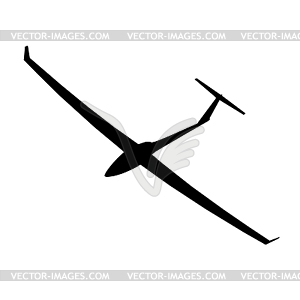 Black silhouette of glider is not white - vector image