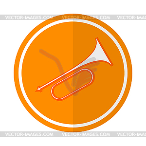 Flat simple icon horn on red circle. It is easy to - vector clip art