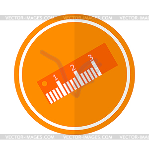 Flat simple icon ruler on red circle. It is easy - royalty-free vector clipart