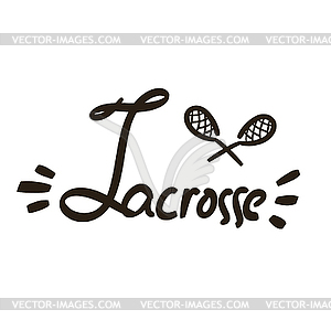 Black sticks for lacrosse with lettering - vector clipart