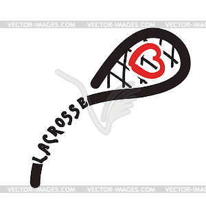 Image Black sticks for lacrosse with red heart. - vector clipart