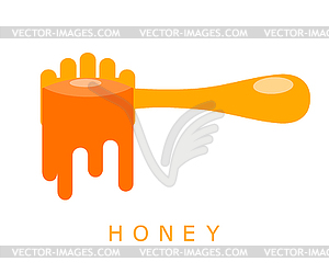 Ladle of honey. Flat style. illustr - vector image