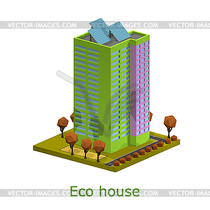 Polygon isometric multi-storey building. Residentia - vector image