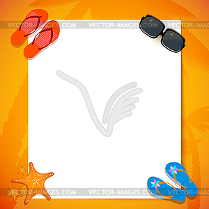 White paper on sand, down by glasses, spanking and - vector clipart