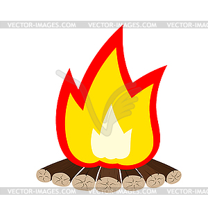 Tourist emblem - Cartoon fire is not white. Bonfire - vector clipart / vector image