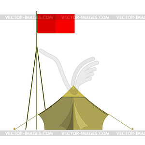 Tourist tent with flag at match. Ten - vector image