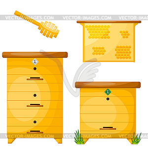 Set of objects for production of honey. Items for - vector clipart