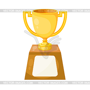 Simple flat gold cup winner with two handles on - vector clip art