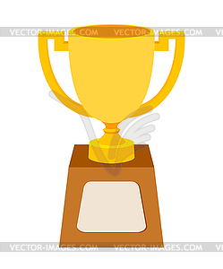 Simple flat gold cup winner with two handles on - royalty-free vector clipart