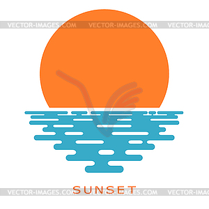 Sunset. sunset sun, icon, isolate. Flat su - vector clipart