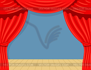 Cartoon theater. Theater curtain and scene. - vector image