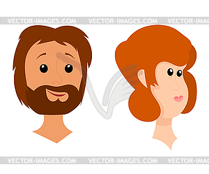 Heads of men and women. Cartoon style - vector clipart