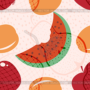 Seamless pattern with fruits and berries. Pear, - vector clipart