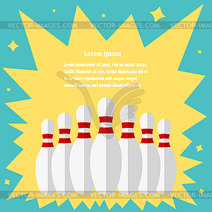 Skittles for bowling on vintage background. - vector image