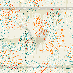 Vintage seamless pattern with leaves. Colored - vector clipart