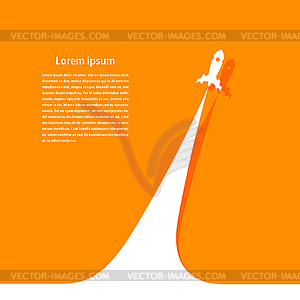 Abstract Orange background with rocket. launch - vector image