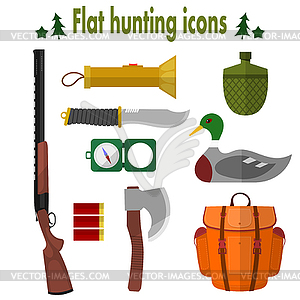 Hunting Icons. Set of icons of hunting. for - royalty-free vector image